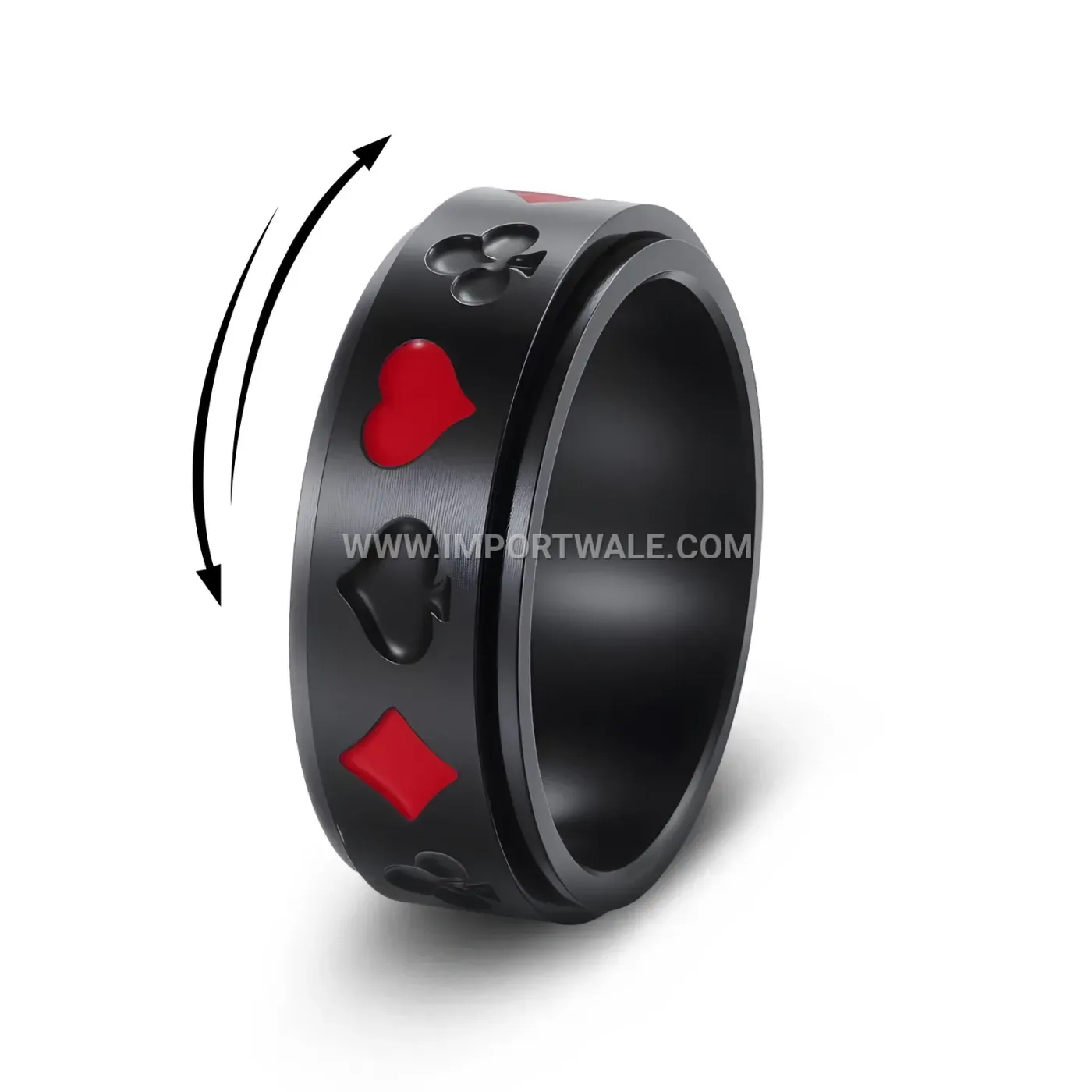 Spinning Playing Card Motif Stainless Steel Spinner Ring