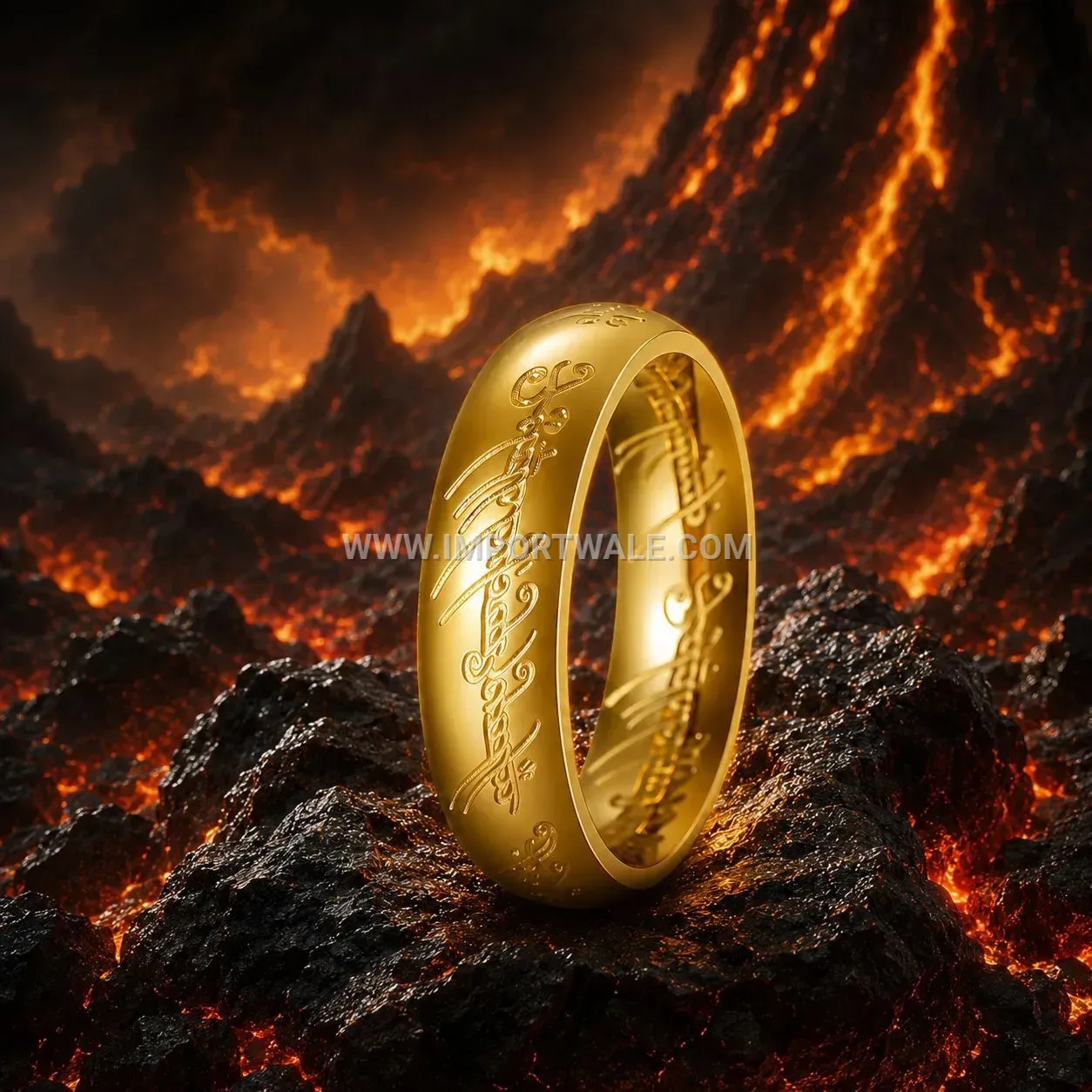 Engraved Script Stainless Steel Band Ring 6mm