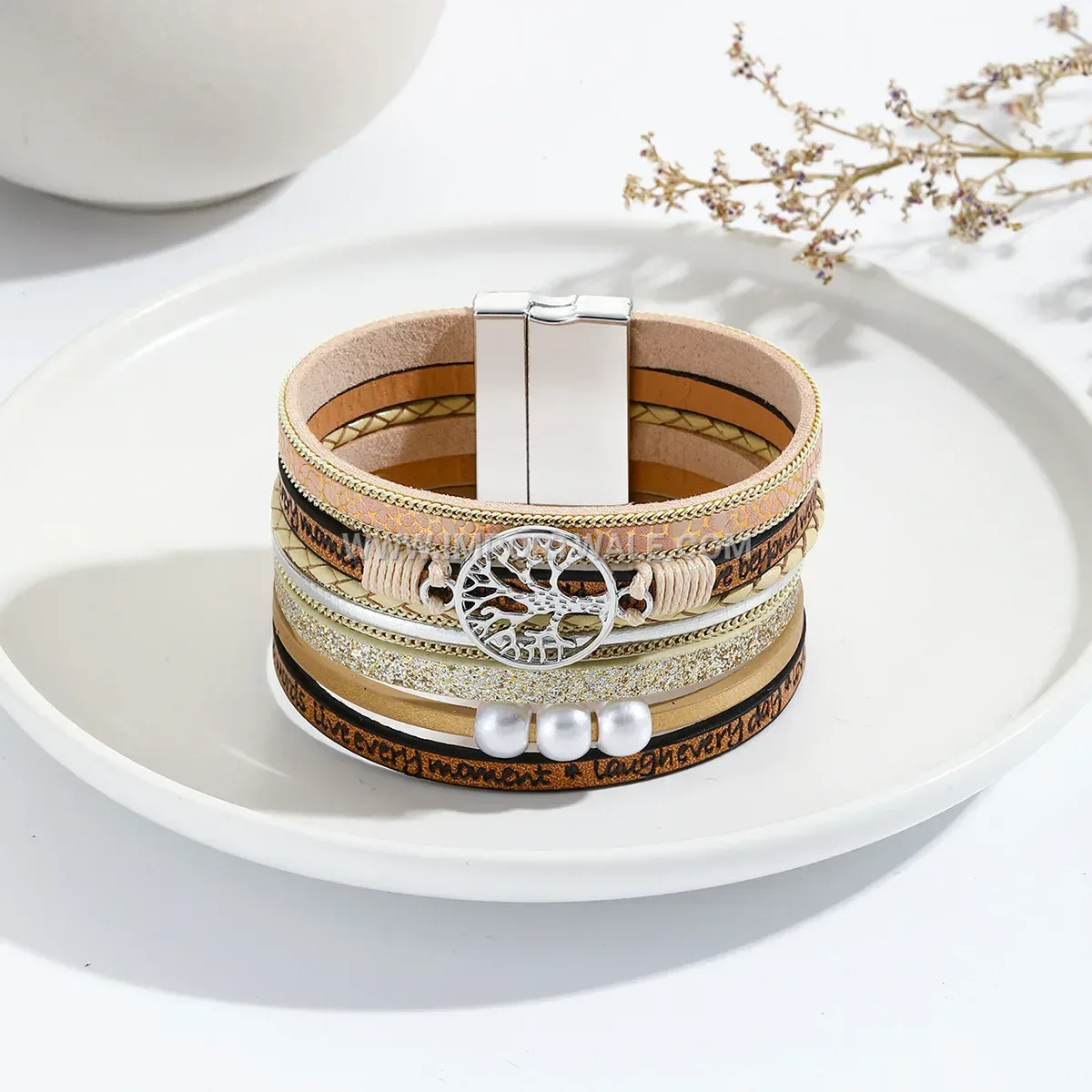 Bohemian Multi-Layer Leather Bracelet with Magnetic Clasp