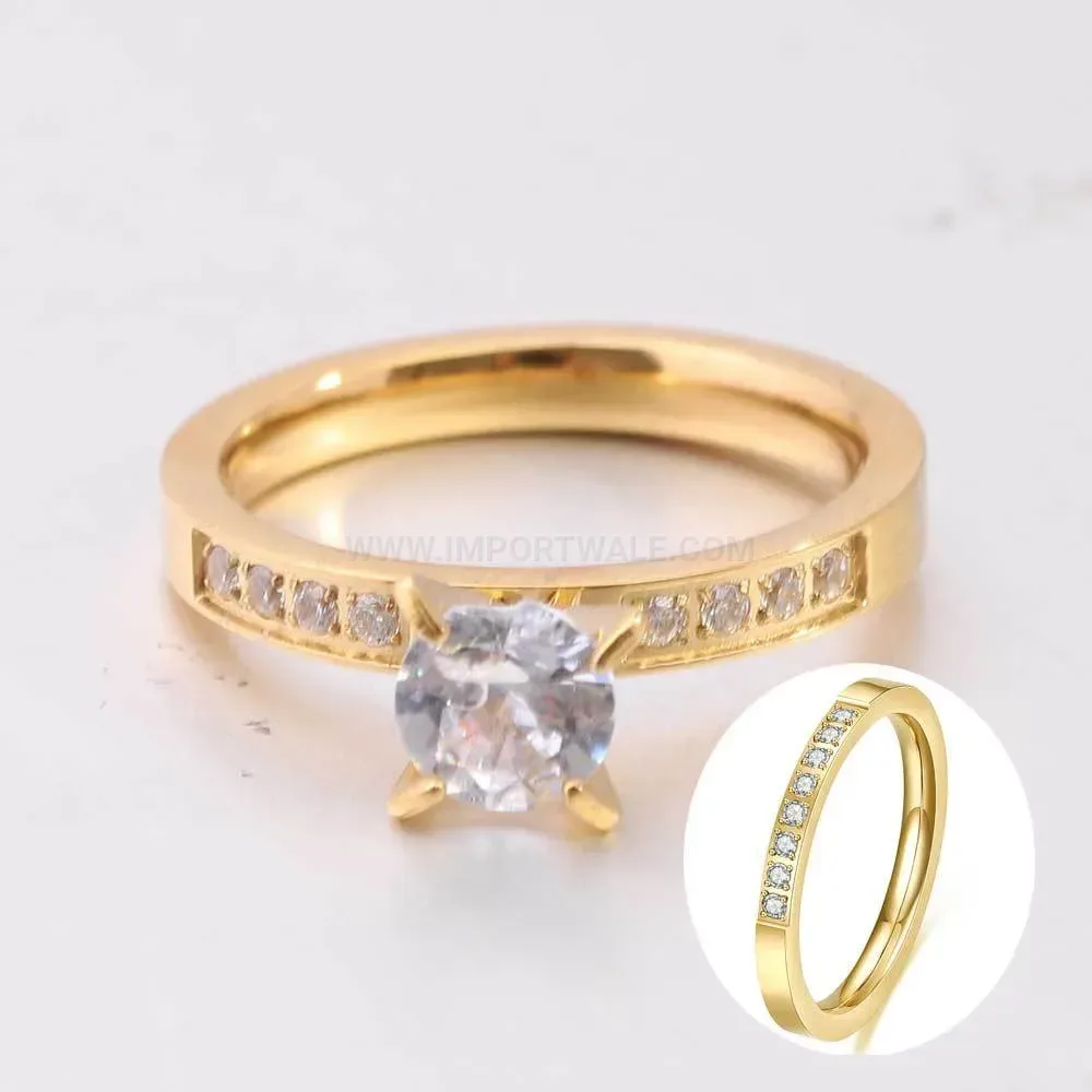 Delicate Single Row Crystal Inlay Slim Band Ring