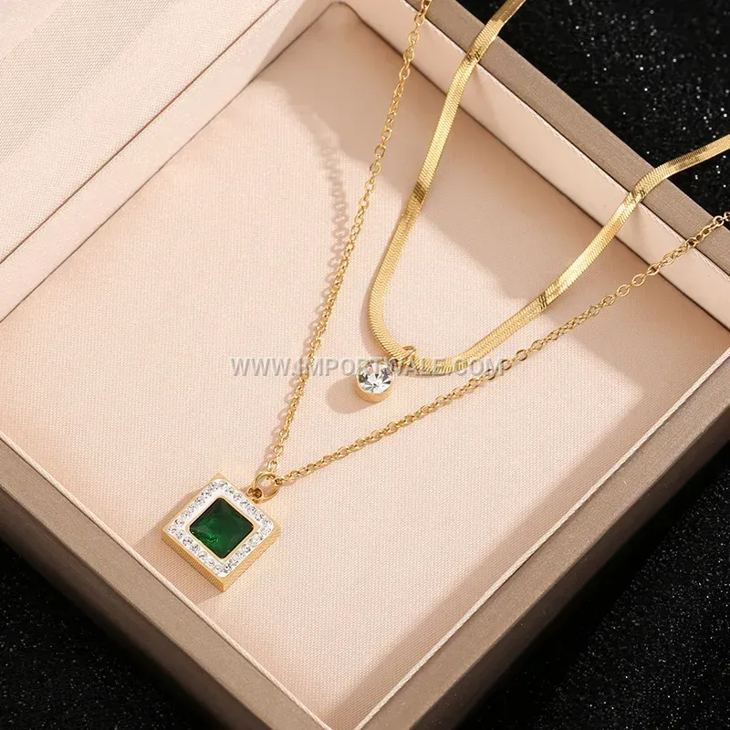 Vintage Emerald Style Anti Tarnish Stainless Steel Jewelry