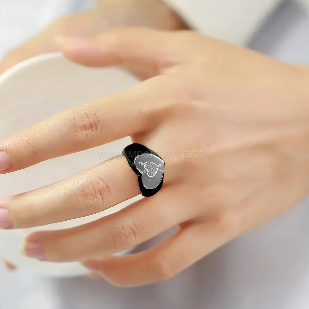 Fashion Arrow Heart Engraved Cast Stainless Steel Band Ring