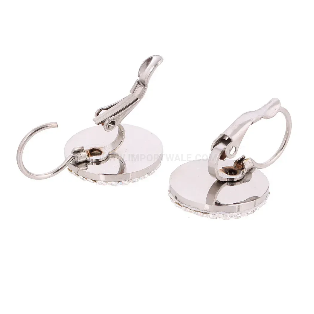 Fashion Stainless Steel Hoop Earrings with Black and White Crystals