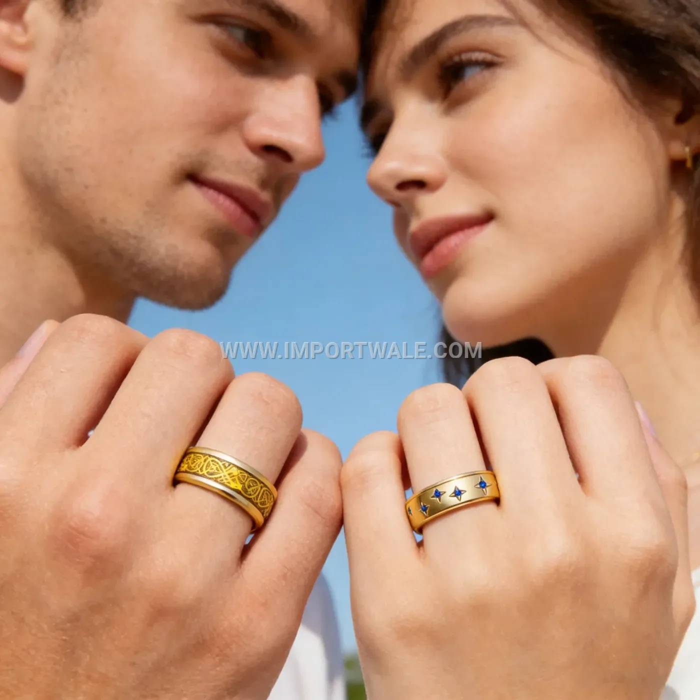 Etched Gold Heart Stainless Steel Band Ring
