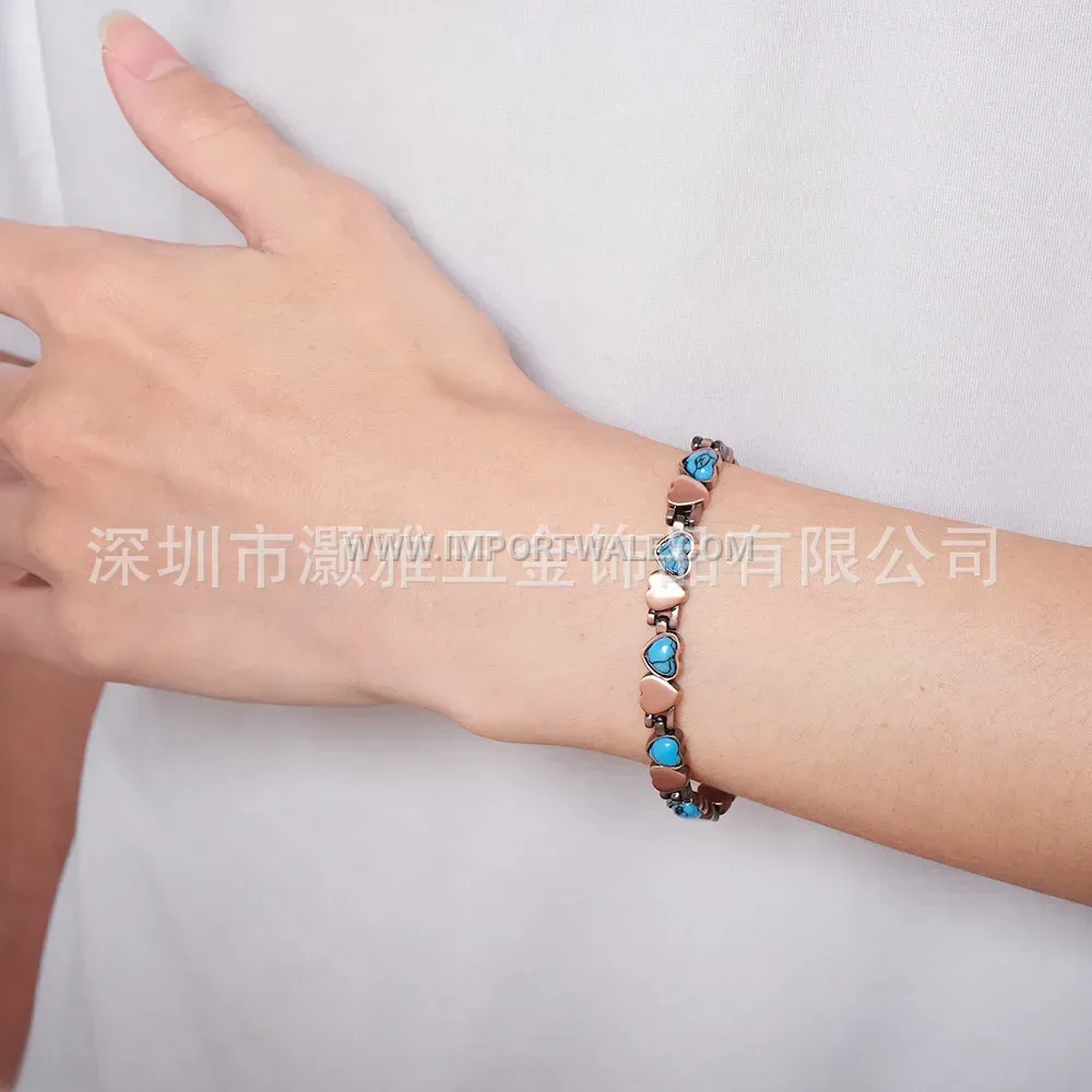 Vintage Heart Alloy Magnetic Bangle Bracelet