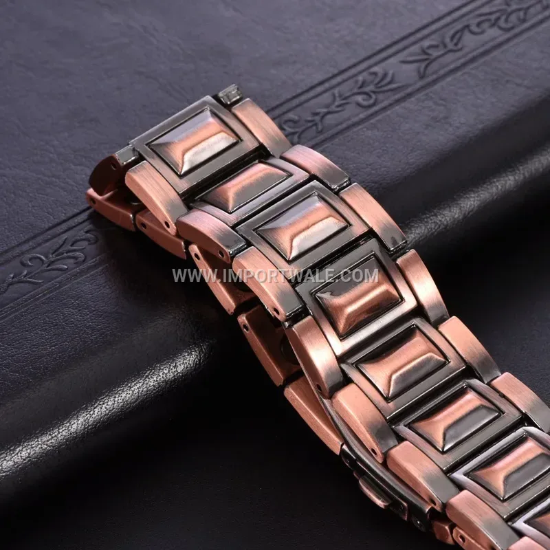 Retro Three-Row Alloy Bracelet with Raised Texture and Watch Clasp