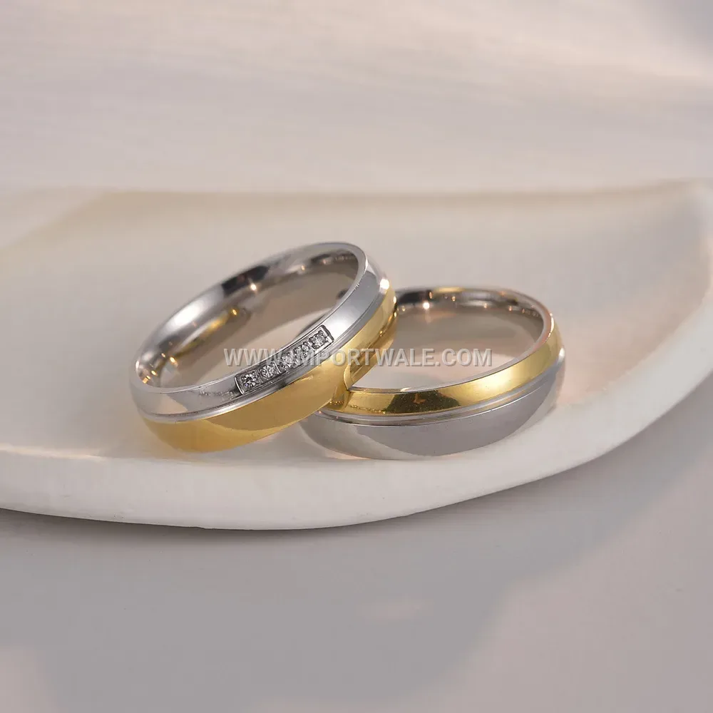 Two-Tone Stainless Steel Two-Piece Couple Ring Set