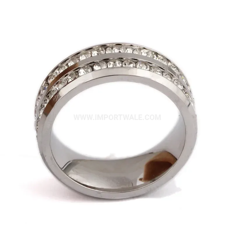 Fashion Double Row Crystal Embellished 8mm Stainless Steel Band