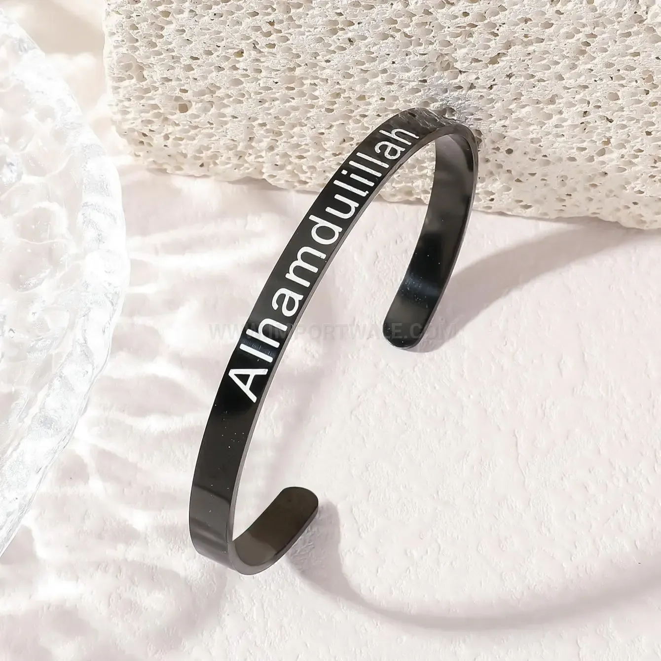 Minimalist Stainless Steel Arabic Script Bar Bangle