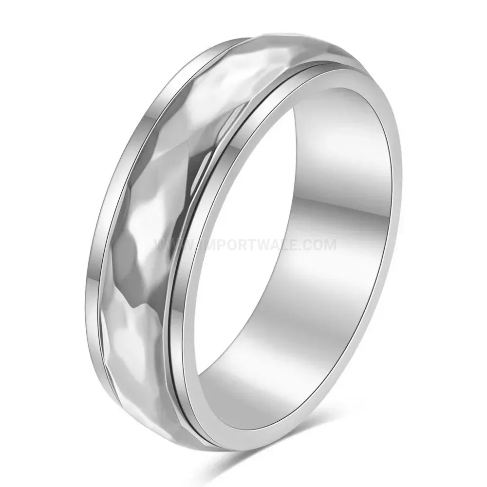 Premium Faceted Spinner Stainless Steel Band Ring 6mm