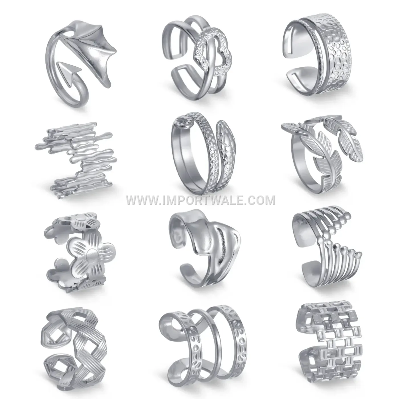Adjustable Open Stainless Steel Geometric Couple Ring