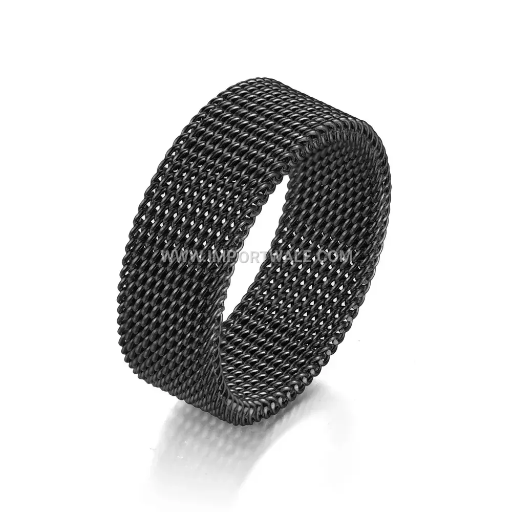 Textured Mesh Lattice Pattern Stainless Steel Band Ring