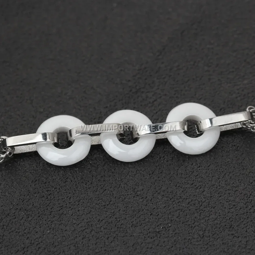 Geometric Ceramic Spliced Stainless Steel Chain Bracelet