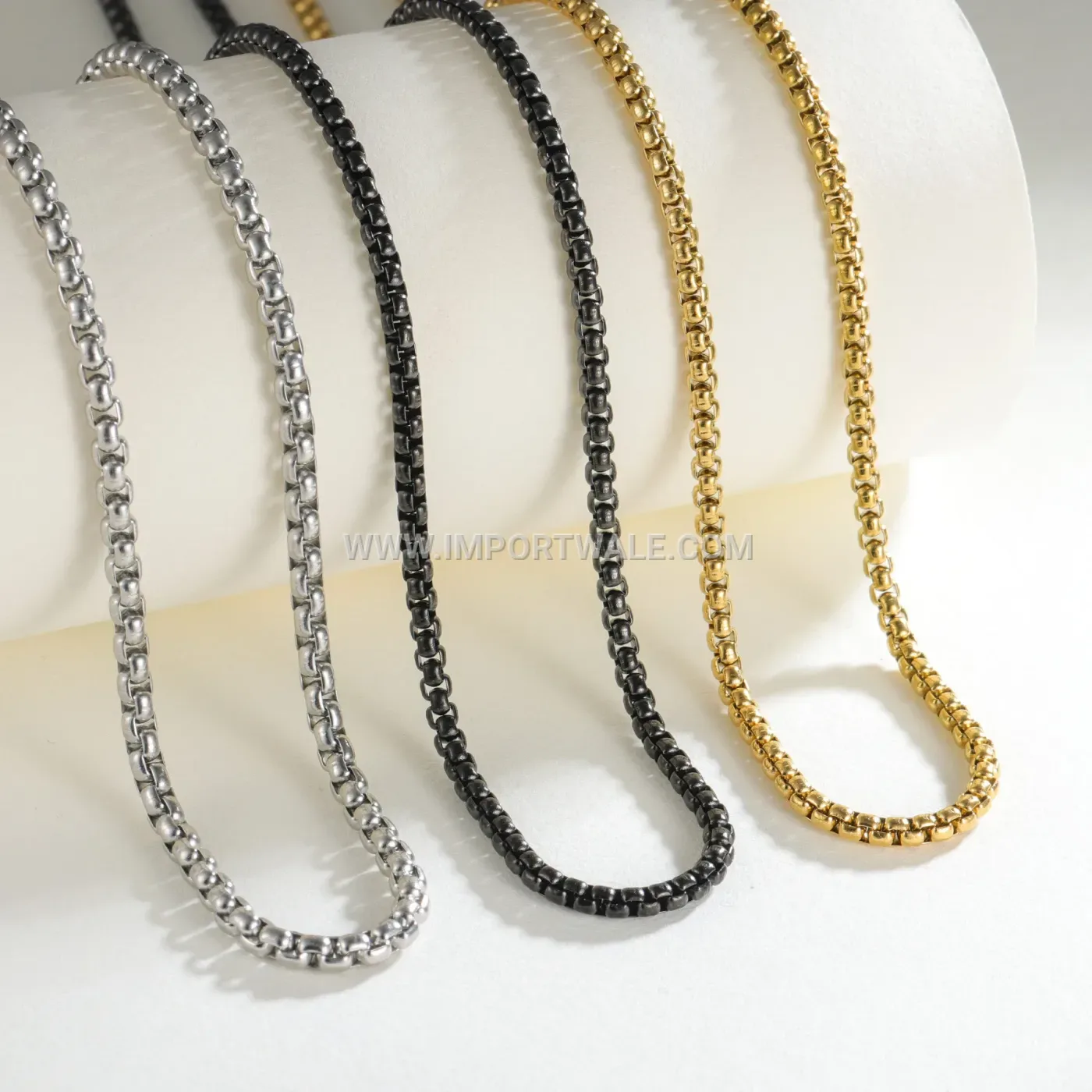 Trendy Stainless Steel Square Pearl Chain Necklace