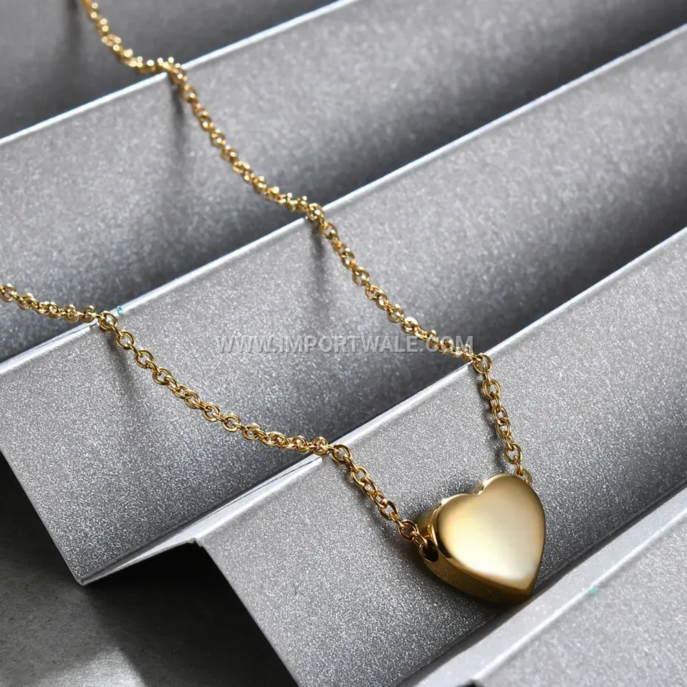 Double Layer Stainless Steel Smooth Heart Pendant Necklace