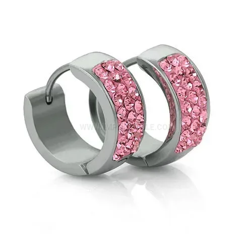 Fashion Triple Row Rhinestone Inlaid Stainless Steel Stud Earrings
