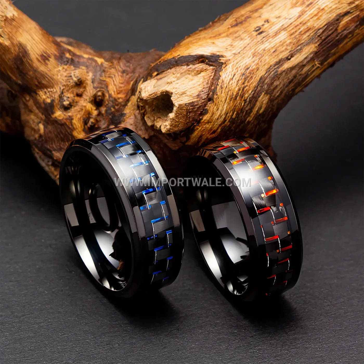 Carbon Fiber Inlay Stainless Steel Band Ring
