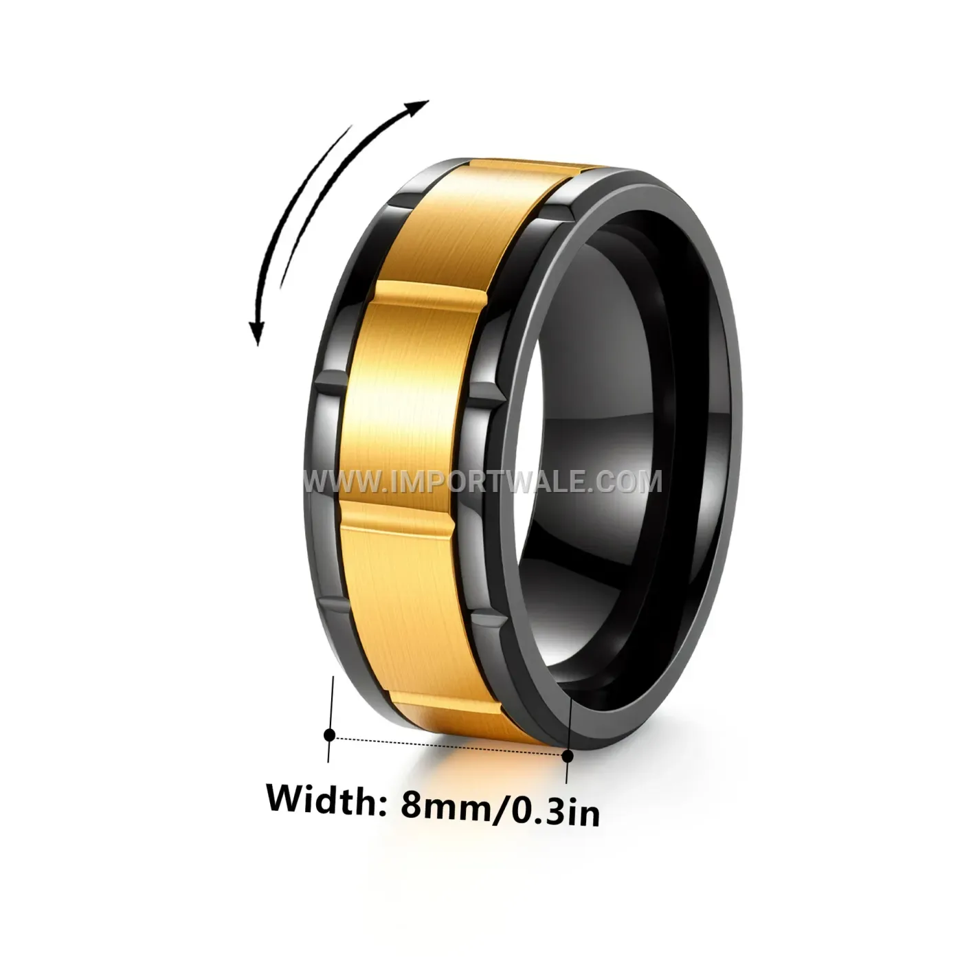 Two-Tone Rotating Stainless Steel Geometric Ring