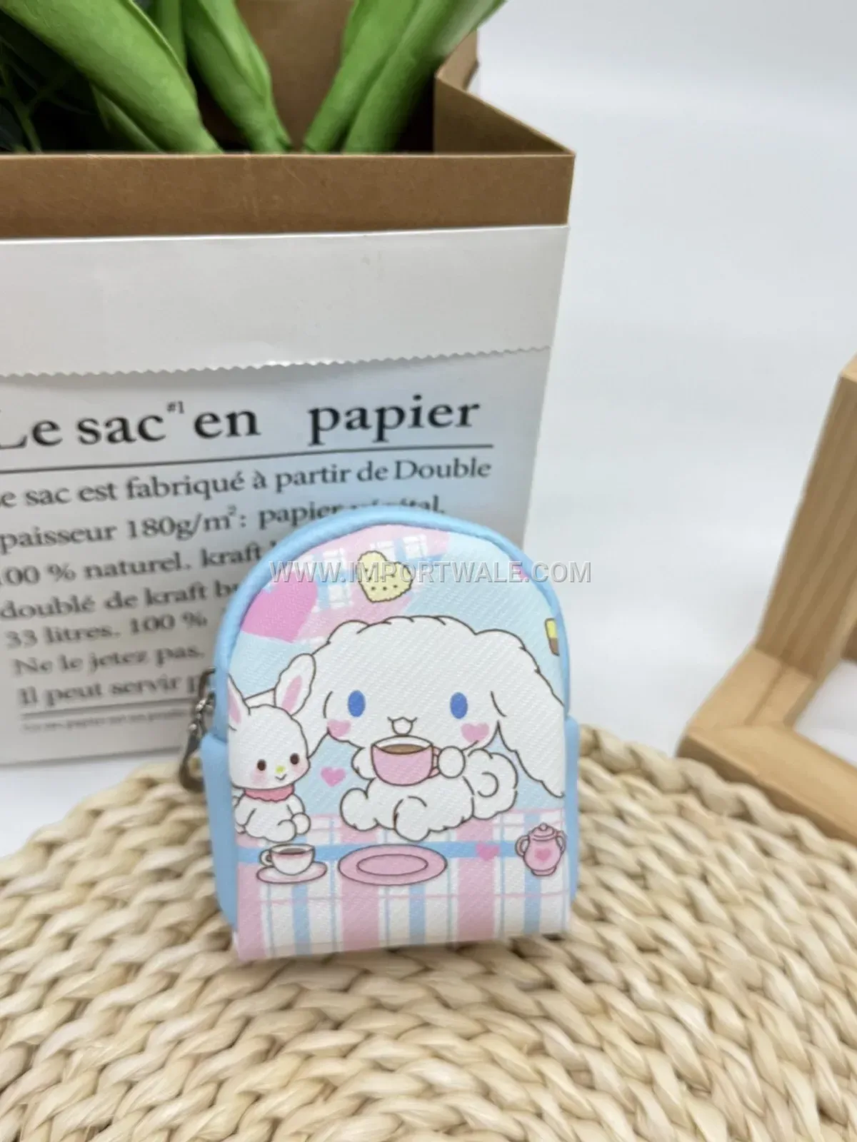Mini Cartoon Character PU Leather Chain Keychain Pouch