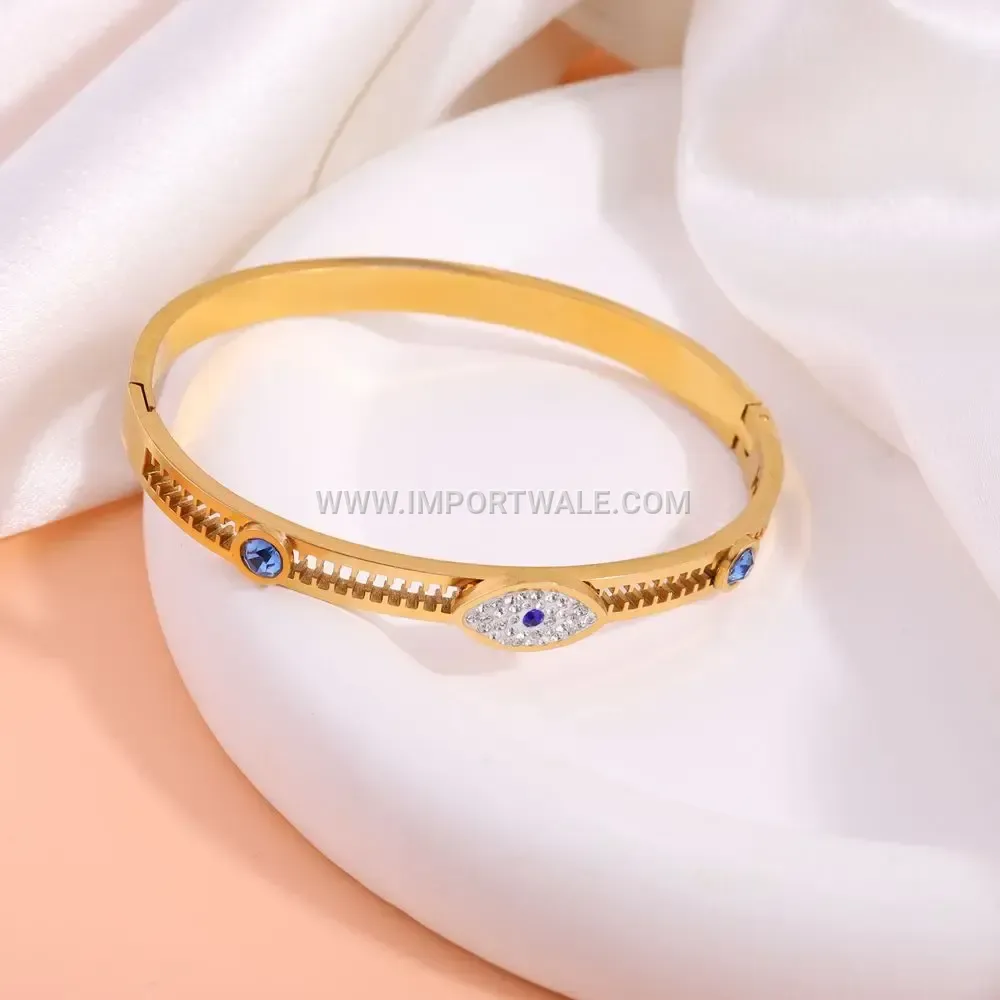 Retro Gold Tone Titanium Steel Geometric Bangle Bracelet