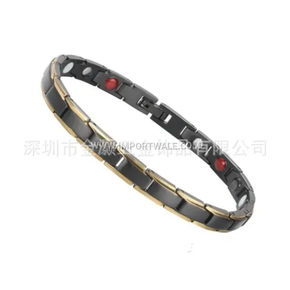 Minimalist Vacuum-Plated 18K Gold Stainless Steel Magnetic Therapy Bracelet