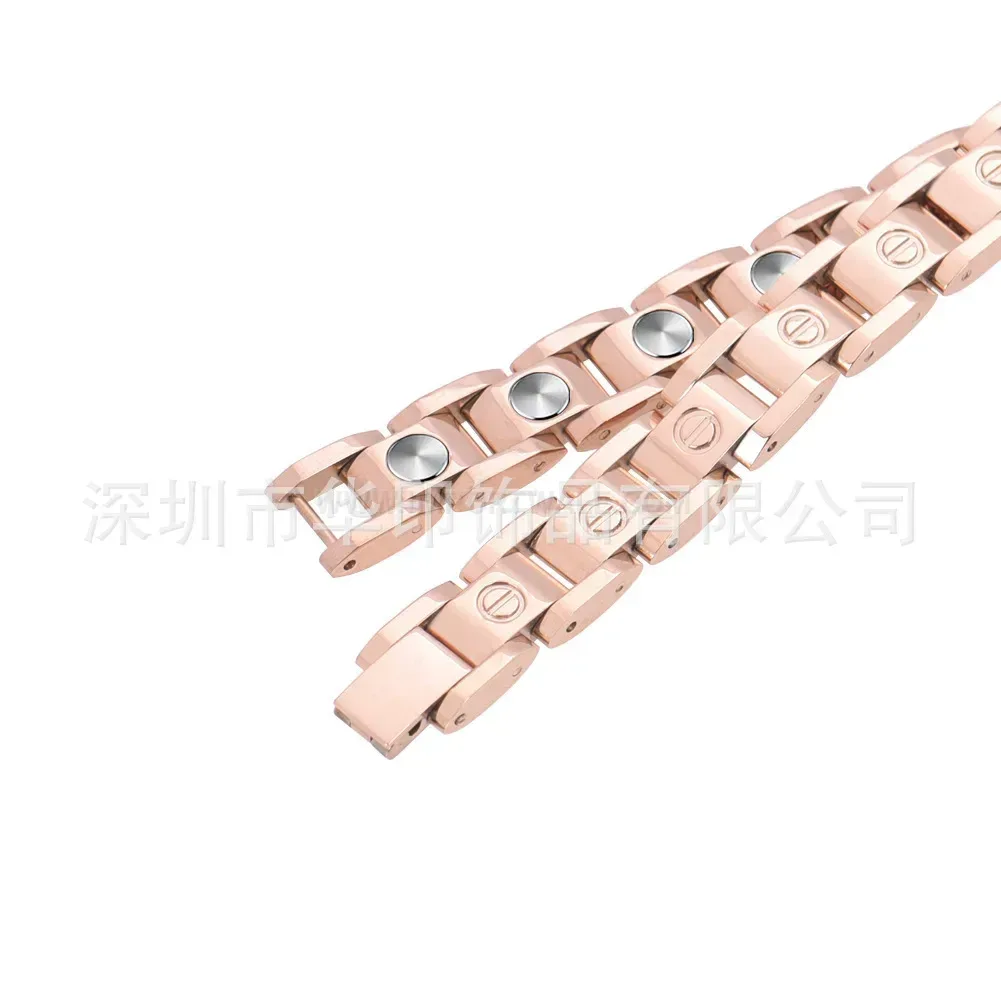 Chic Titanium Steel Germanium Bio Magnetic Couple Bracelet