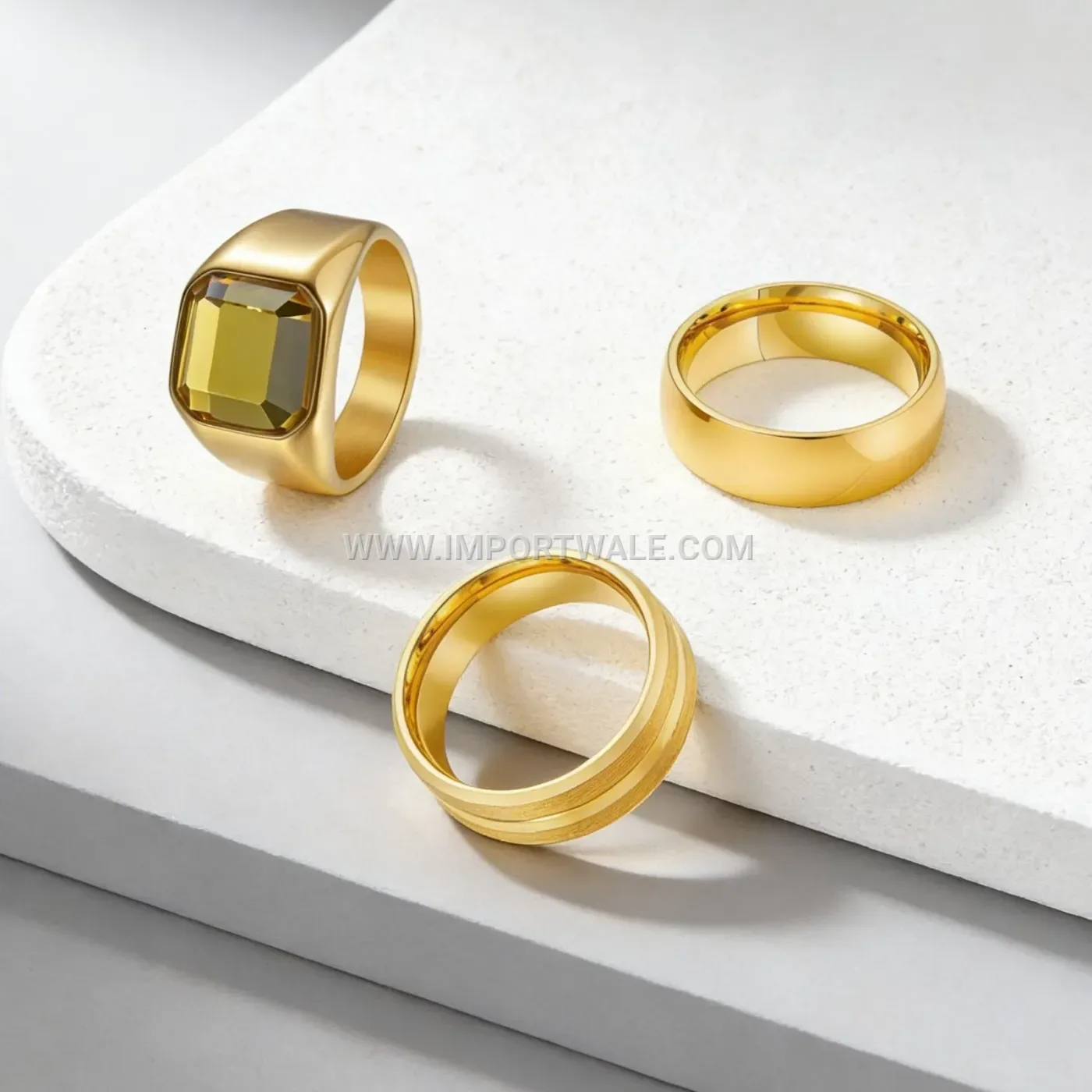 Wide 8mm Gold Plated Stainless Steel Band Ring