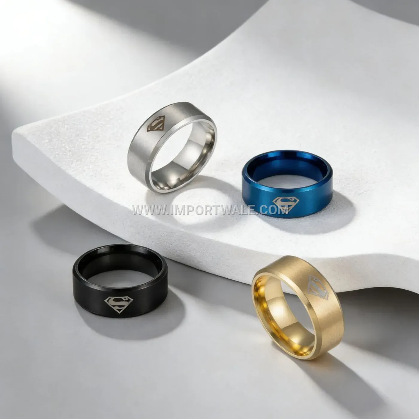 Engraved Emblem Stainless Steel Character Band Ring