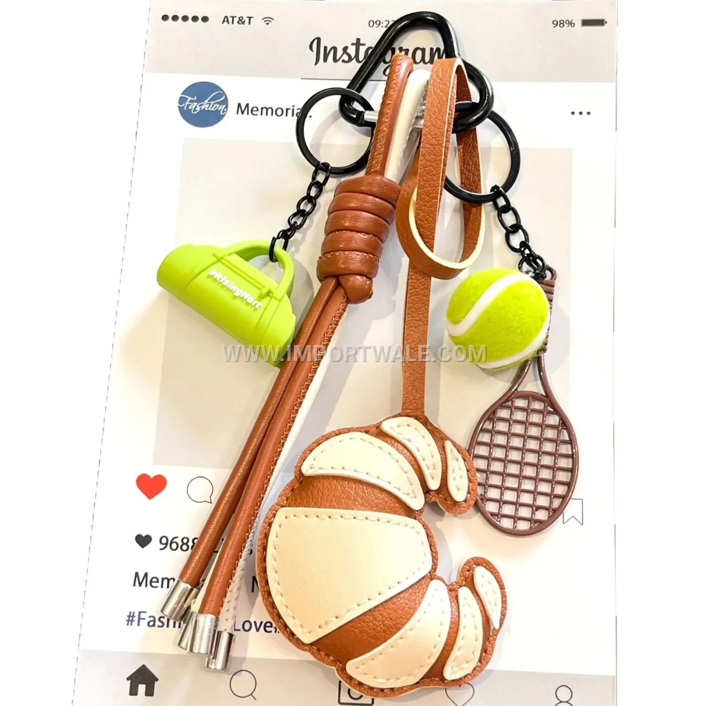 Faux Leather Tennis Sport Charm Keychain
