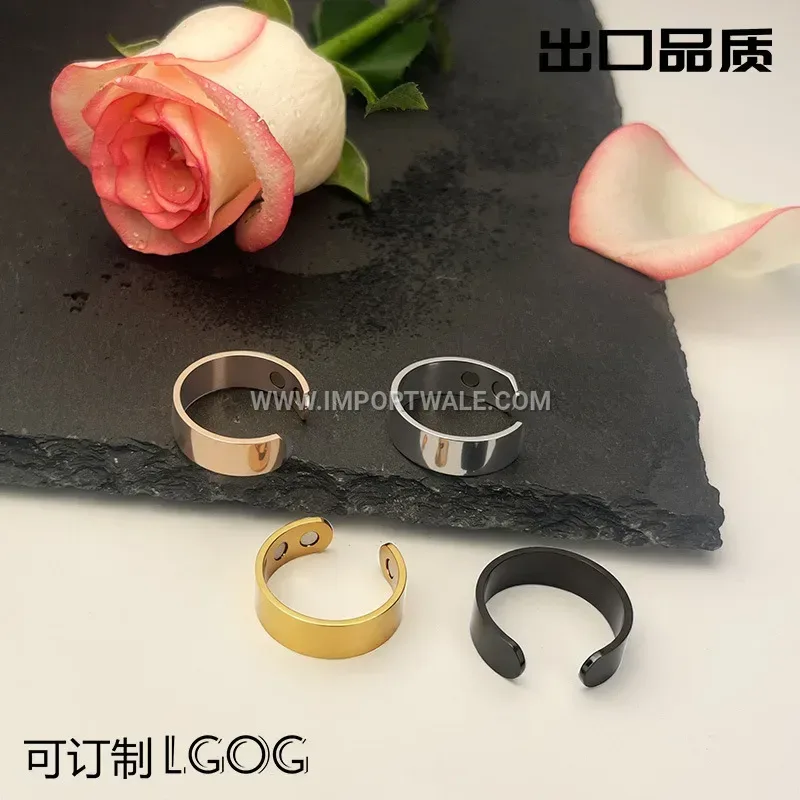 Adjustable Polished Stainless Steel Magnetic Couple Ring