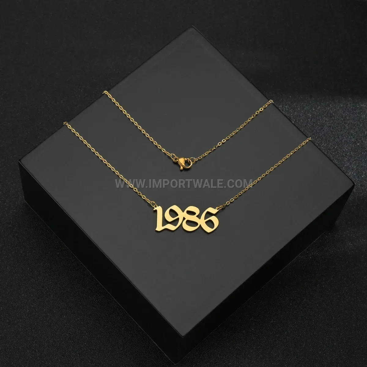 Customizable Stainless Steel Birth Year Number Pendant Necklace