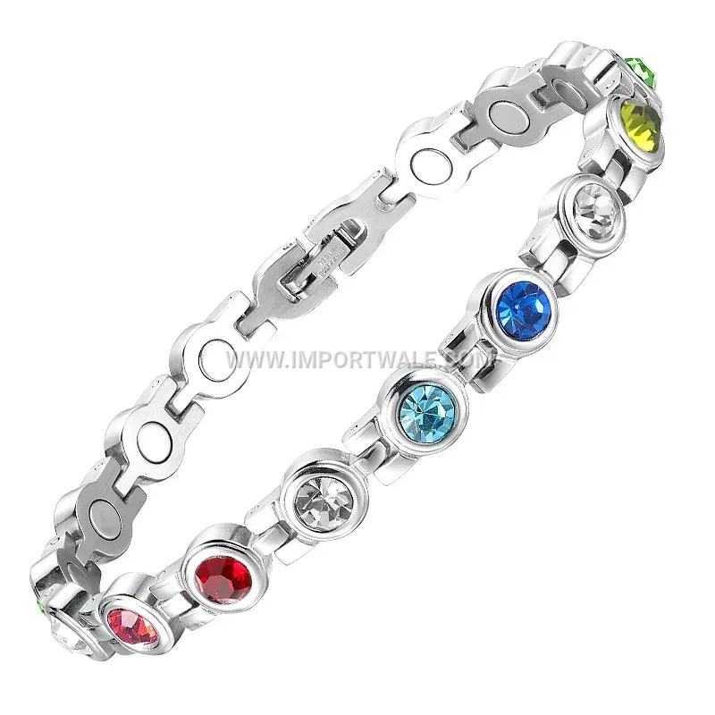 Geometric Cubic Zirconia Stainless Steel Accent Bracelet