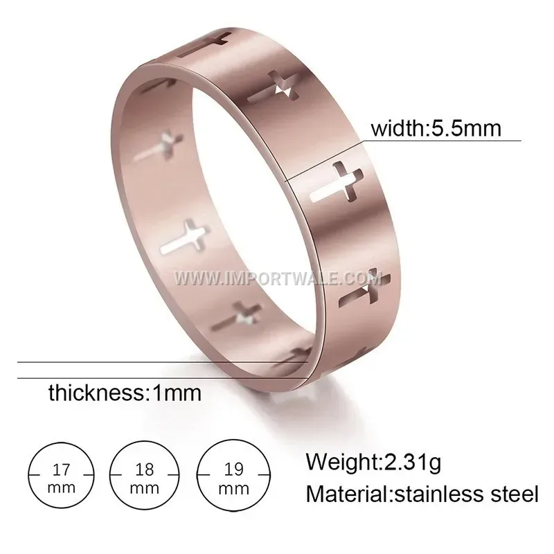 Stainless Steel Cross Cutout Band Ring