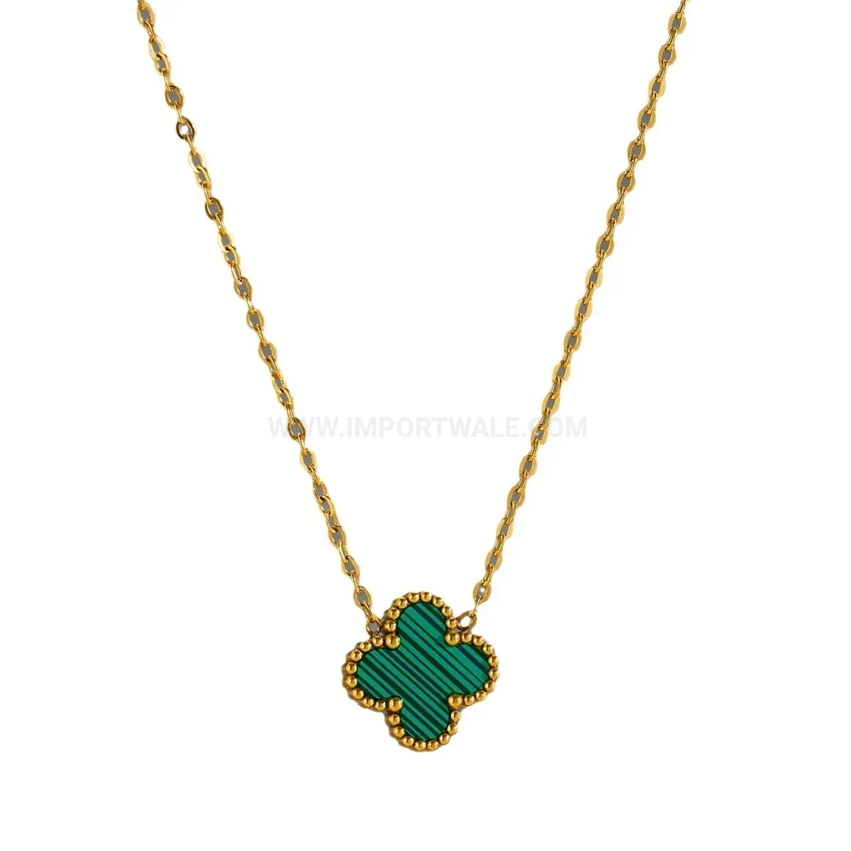 Designer Elegant Four Leaf Clover Shell Inlay Stainless Steel Jewellery Set