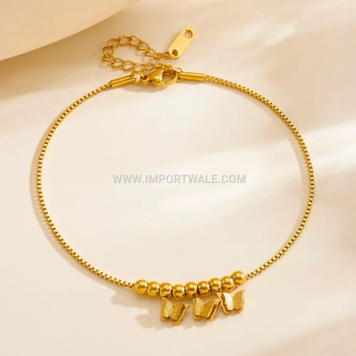 Frosted Butterfly Stainless Steel Anklet