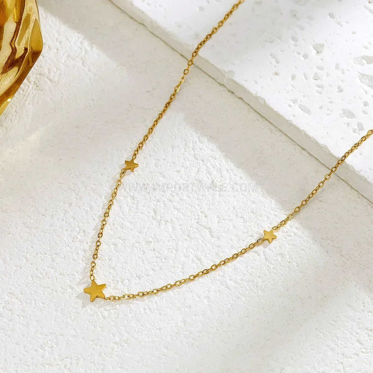 Gold Star Pendant Stainless Steel Choker Necklace
