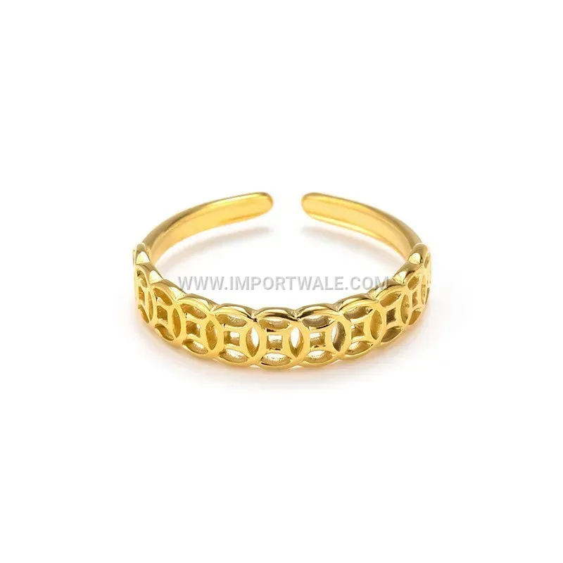 Vintage Coin Pattern Stainless Steel Band Ring
