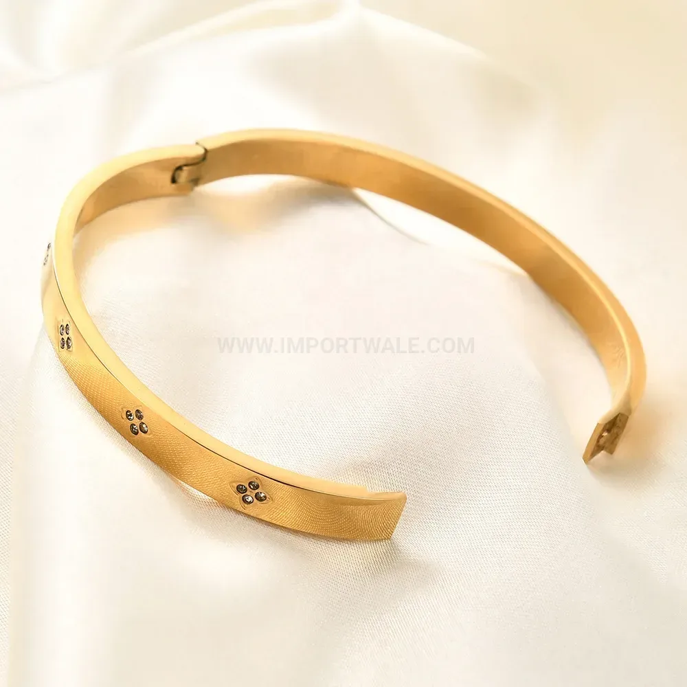 Designer Cross Rhinestone Inlaid Open Stainless Steel Bangle