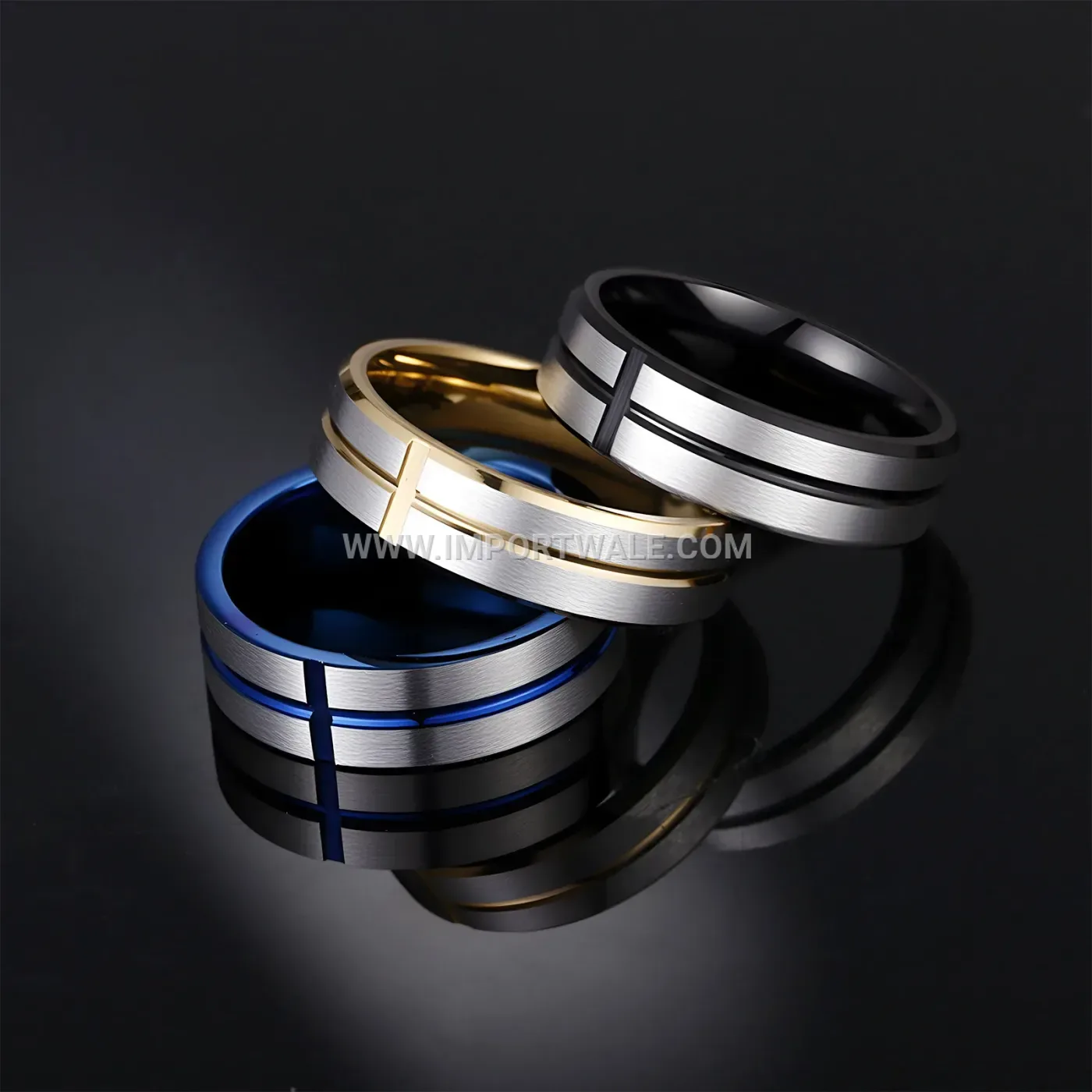 Geometric Cut Stainless Steel Cross Motif Band Ring