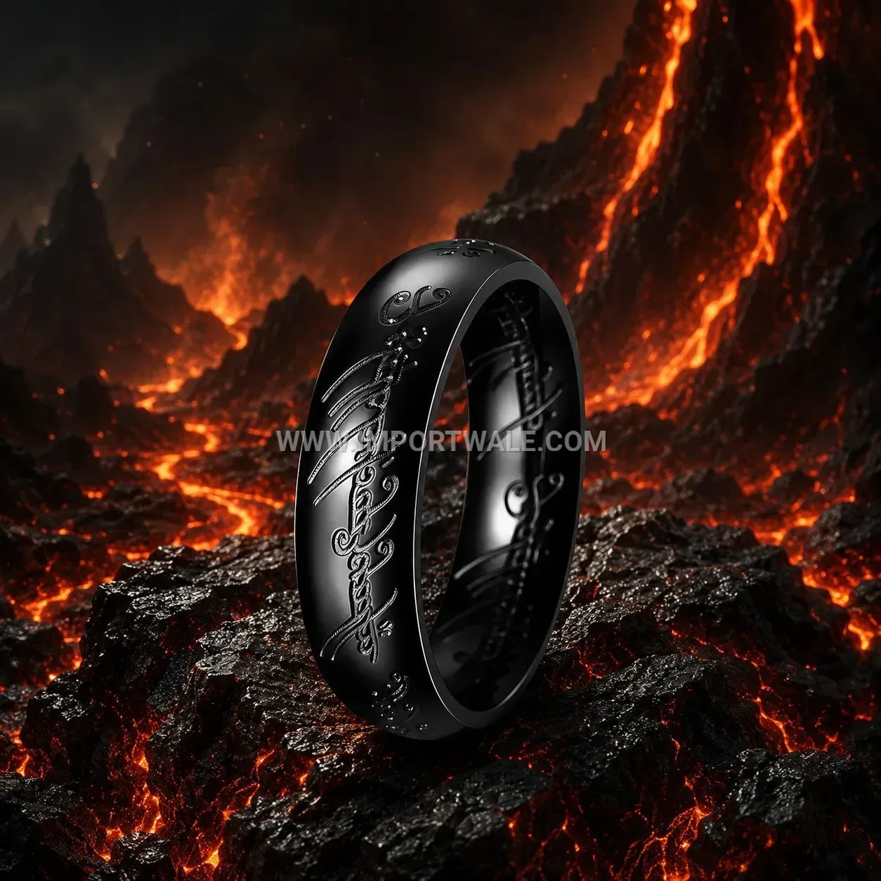 Engraved Script Stainless Steel Band Ring 6mm