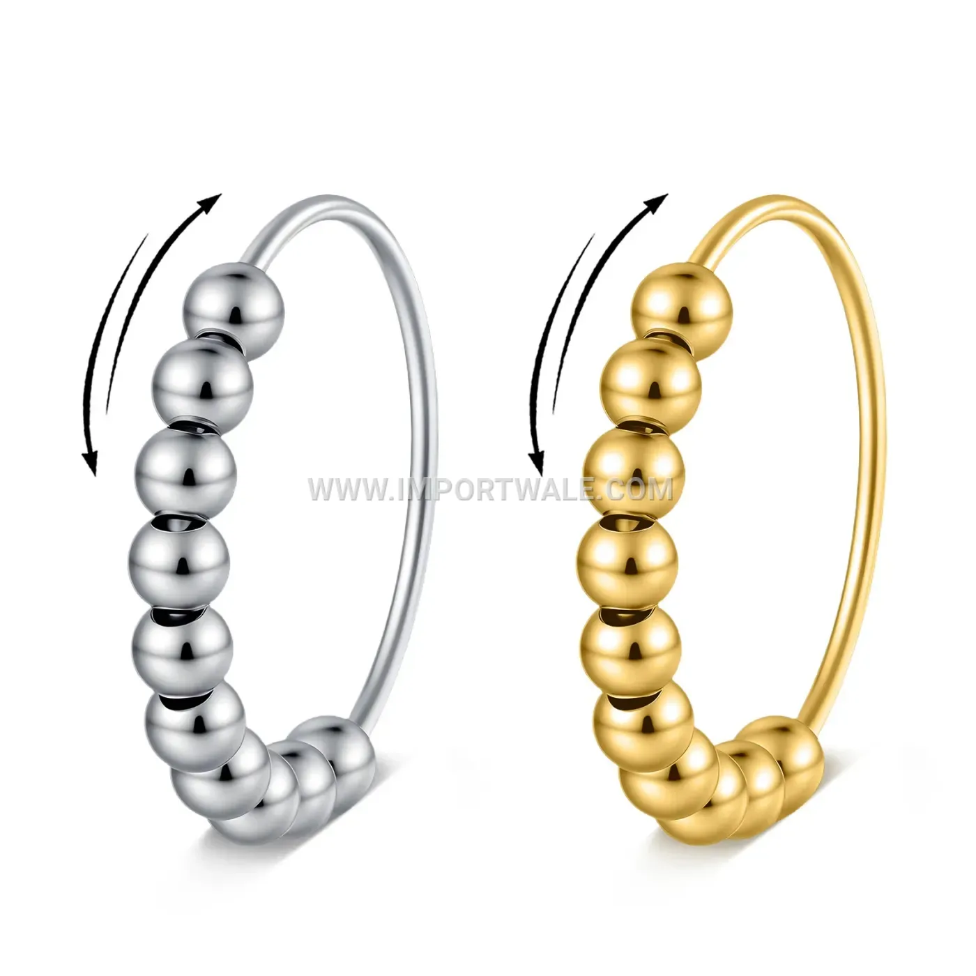 Rotatable Stainless Steel Anxiety Relief Bead Ring