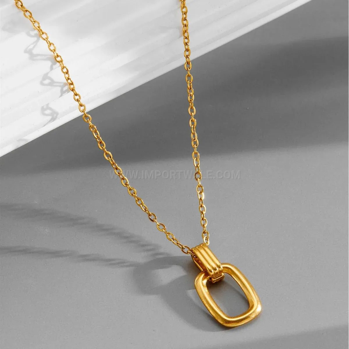 Minimalist Interlocking Double Ring Titanium Steel Necklace