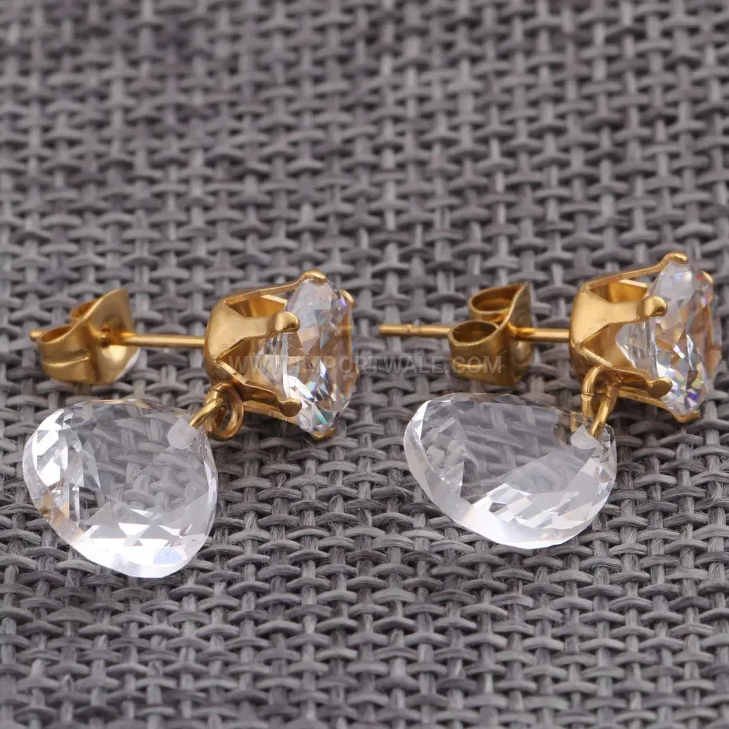 Teardrop Stainless Steel Zirconia Stud Earrings