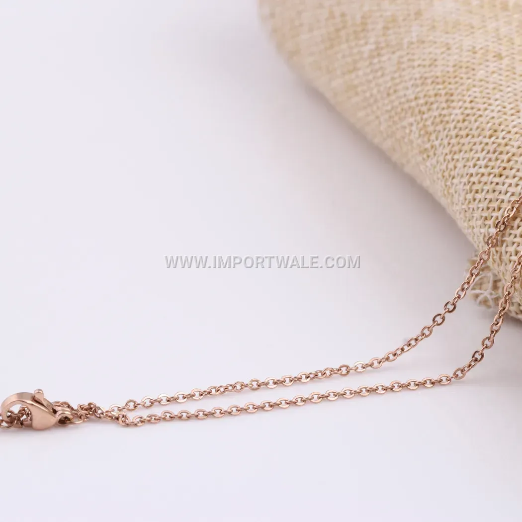 Rose Gold Hollow Rose Teardrop Crystal Stainless Steel Necklace