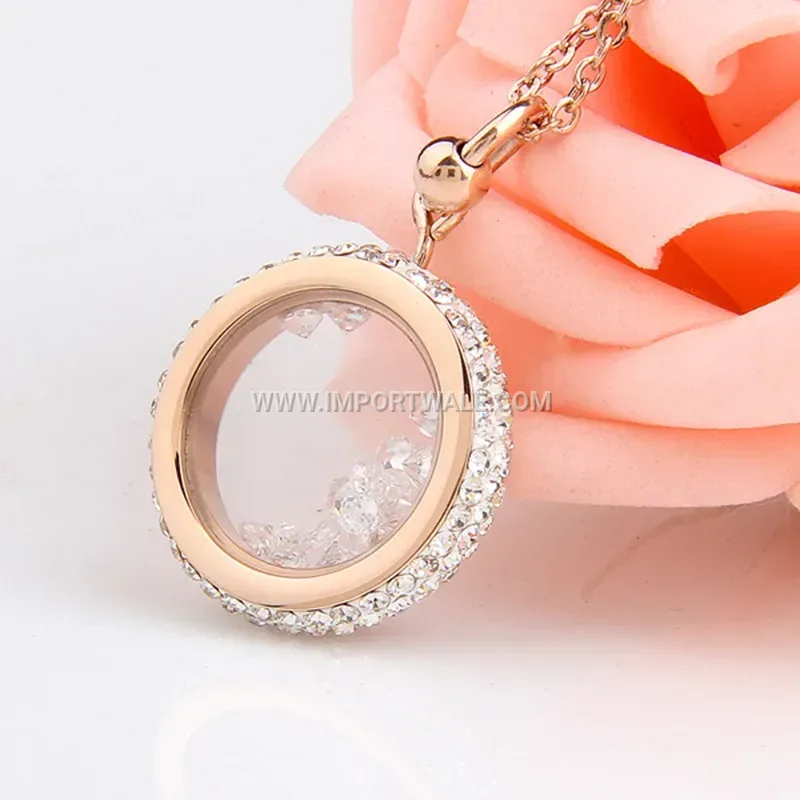 Hollow Heart Stainless Steel Rhinestone Clavicle Chain Necklace