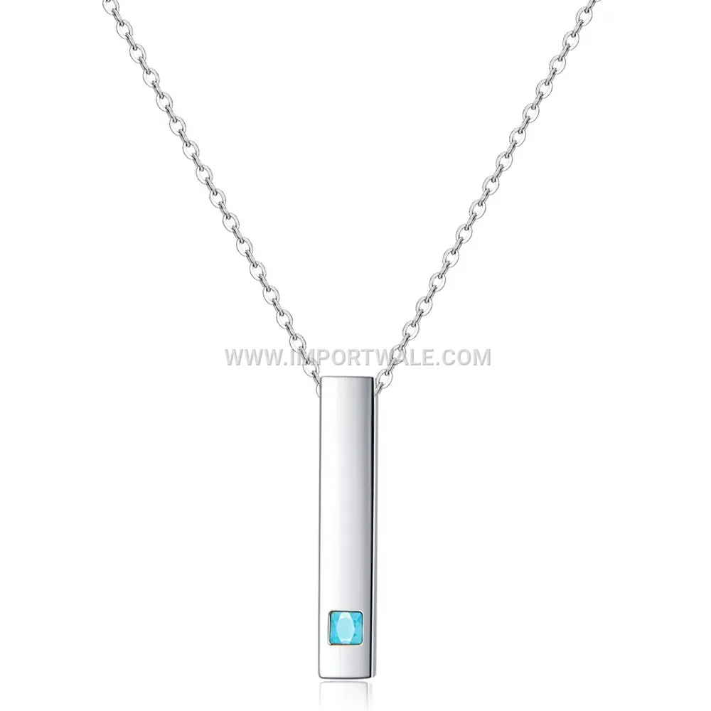 Asymmetric Rhinestone Bar Stainless Steel Couple Pendant Necklace