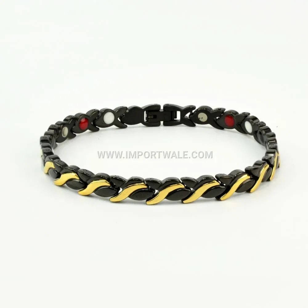 Swallow Motif Copper Magnetic Titanium Steel Couple Bracelet
