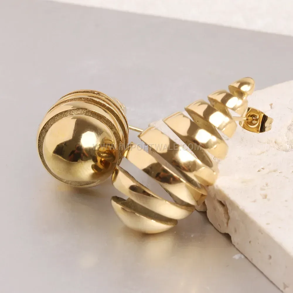 Textured Hollow Teardrop Stainless Steel Stud Earrings