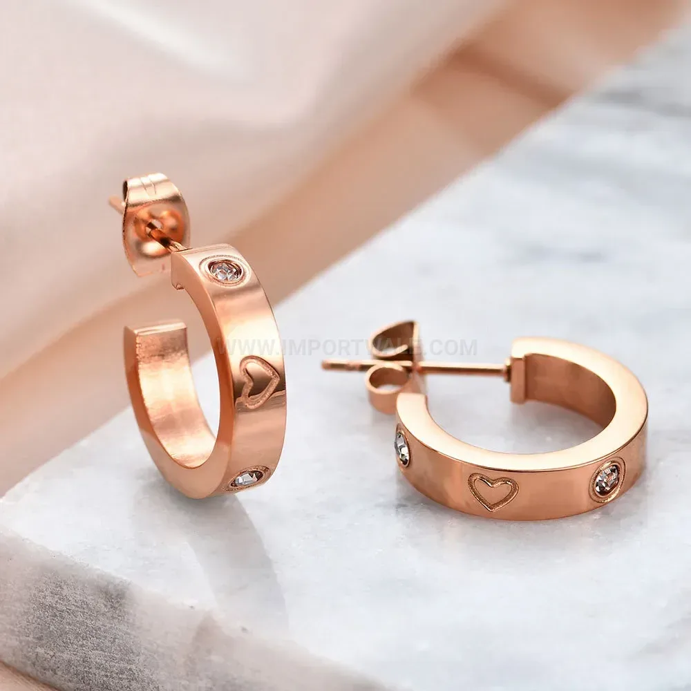 Chic Rhinestone Embellished Geometric U-Shape Stainless Steel Stud Earrings