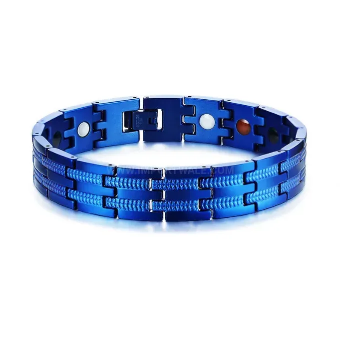 Wide Two-Tone Titanium Steel Men's Bio Magnetic Bracelet